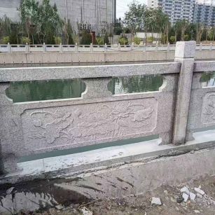 山西 芙蓉白大花桥梁、河道，石材栏杆、围栏、护栏