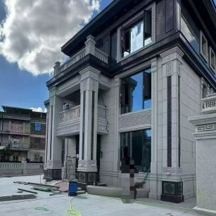 山西 别墅干挂，芝麻白与芝麻黑完美配合