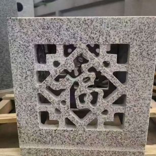 山西 芝麻白花岗岩镂空雕花灯笼