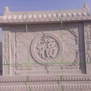 山西 芝麻白花岗岩屏风，照壁，影壁