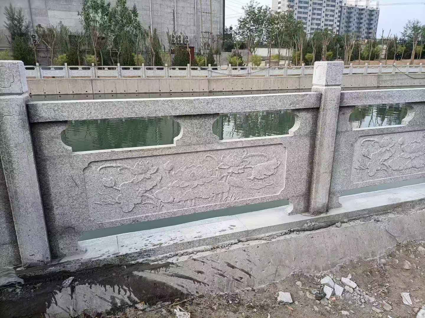 山西 芙蓉白大花桥梁、河道，石材栏杆、围栏、护栏