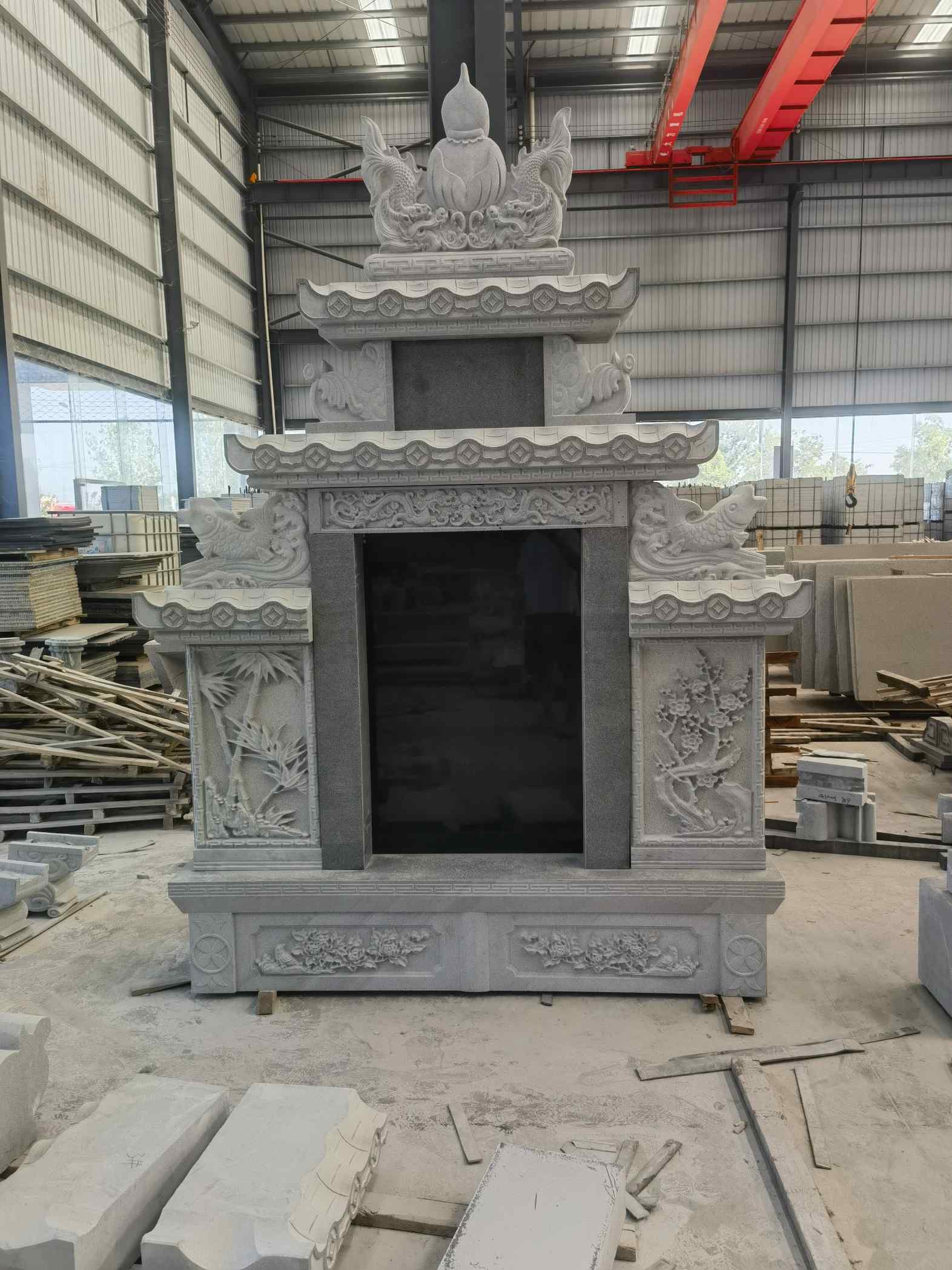 山西 芝麻灰高档墓碑、土墓，一套也支持定做