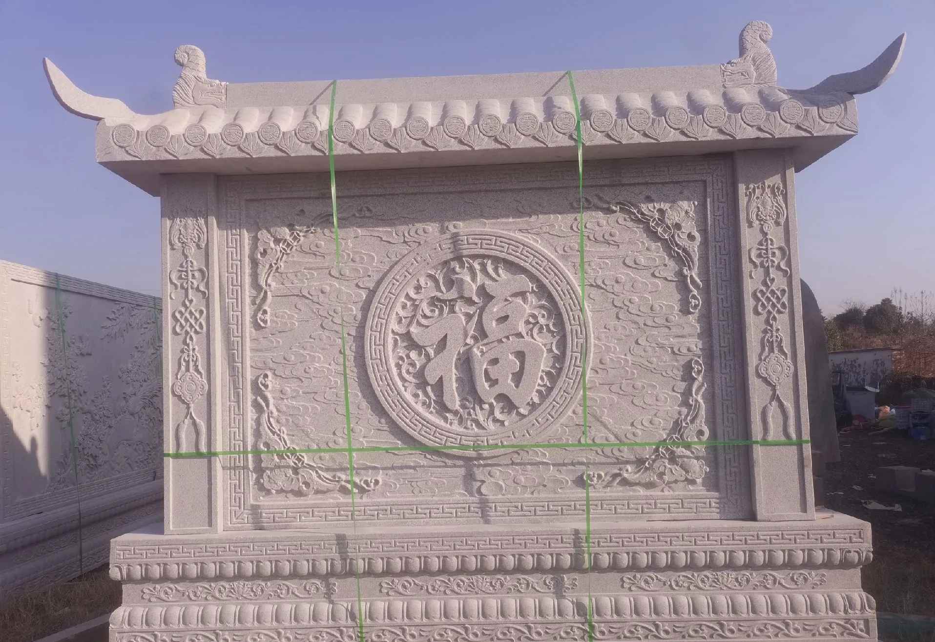 山西 芝麻白花岗岩屏风，照壁，影壁